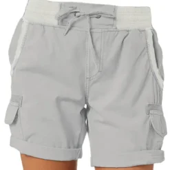 Clearance Women's Drawstring Elastic Waist Ripstop Breathable Quick Dry Light Blue Dark Khaki grey blue turmeric Summer Spring Women Shorts