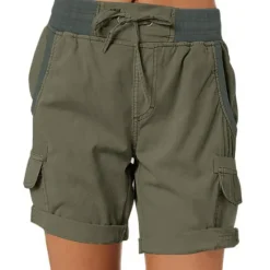 Clearance Women's Drawstring Elastic Waist Ripstop Breathable Quick Dry Light Blue Dark Khaki grey blue turmeric Summer Spring Women Shorts