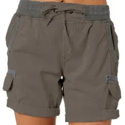 Clearance Women's Drawstring Elastic Waist Ripstop Breathable Quick Dry Light Blue Dark Khaki grey blue turmeric Summer Spring Women Shorts