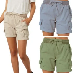 Clearance Women's Drawstring Elastic Waist Ripstop Breathable Quick Dry Light Blue Dark Khaki grey blue turmeric Summer Spring Women Shorts