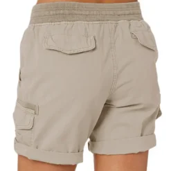 Clearance Women's Drawstring Elastic Waist Ripstop Breathable Quick Dry Light Blue Dark Khaki grey blue turmeric Summer Spring Women Shorts