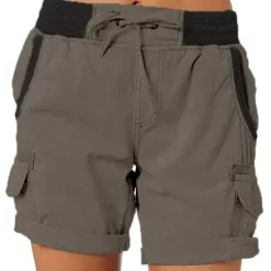 Clearance Women's Drawstring Elastic Waist Ripstop Breathable Quick Dry Light Blue Dark Khaki grey blue turmeric Summer Spring Women Shorts