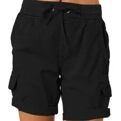 Clearance Women's Drawstring Elastic Waist Ripstop Breathable Quick Dry Light Blue Dark Khaki grey blue turmeric Summer Spring Women Shorts