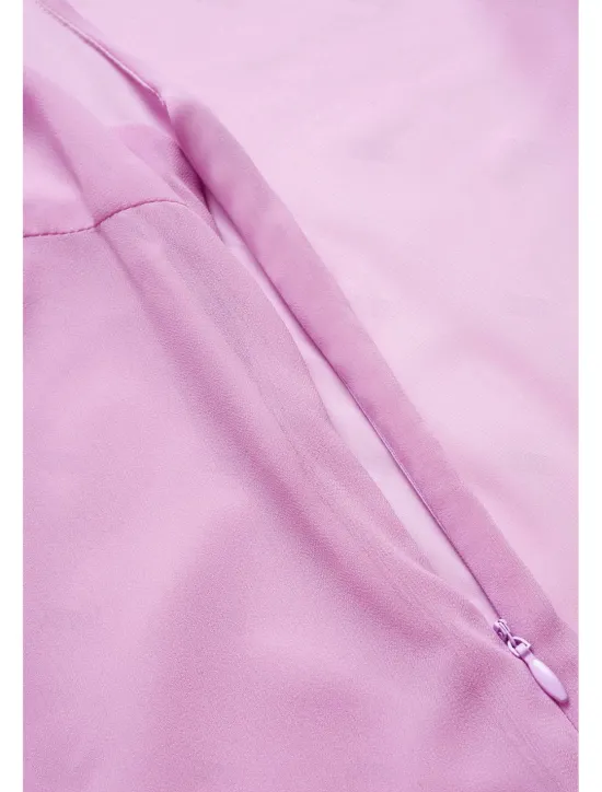 Online Women's Dress Batwing Sleeve Chic Pastel Pink Round Neck Relaxed Fit Lightweight Casual Summer Fashion Above Knee Length Women Chiffon Dresses|Cocktail Dress