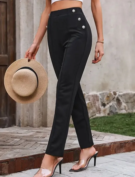 Best Women's Dress Pants Casual Daily Long Plain Breathability Comfortable Micro-elastic Work Daily Wear Spring & Summer Regular Fit Women Pants