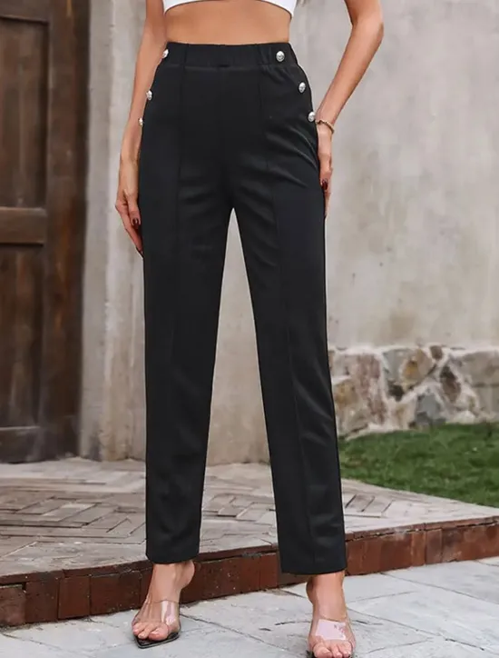 Best Women's Dress Pants Casual Daily Long Plain Breathability Comfortable Micro-elastic Work Daily Wear Spring & Summer Regular Fit Women Pants
