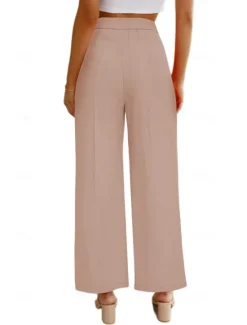 Outlet Women's Dress Pants Fashion Long Plain Side Pockets Breathability Comfortable Micro-elastic Casual Daily Pink Blue Brown Beige Summer Regular Fit Women Pants