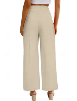 Outlet Women's Dress Pants Fashion Long Plain Side Pockets Breathability Comfortable Micro-elastic Casual Daily Pink Blue Brown Beige Summer Regular Fit Women Pants