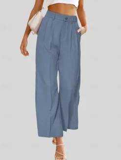 Outlet Women's Dress Pants Fashion Long Plain Side Pockets Breathability Comfortable Micro-elastic Casual Daily Pink Blue Brown Beige Summer Regular Fit Women Pants
