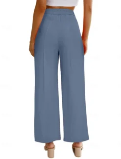 Outlet Women's Dress Pants Fashion Long Plain Side Pockets Breathability Comfortable Micro-elastic Casual Daily Pink Blue Brown Beige Summer Regular Fit Women Pants