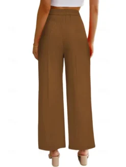 Outlet Women's Dress Pants Fashion Long Plain Side Pockets Breathability Comfortable Micro-elastic Casual Daily Pink Blue Brown Beige Summer Regular Fit Women Pants