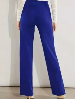 Hot Women's Dress Pants Pants Trousers Straight Elegant Fashion Streetwear Full Length High Waist Plain High Cut Straight Leg Breathability Soft Comfortable Micro-elastic Work Street Business Black Royal Women Pants