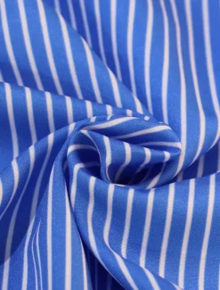 Women's Dress Set Shirt Dress Classic Modern Stripe Buttons Long Dress Maxi Dress 3/4 Length Sleeve Shirt Collar Office Daily Black Blue Green Summer Regular Fit Women Work Dresses