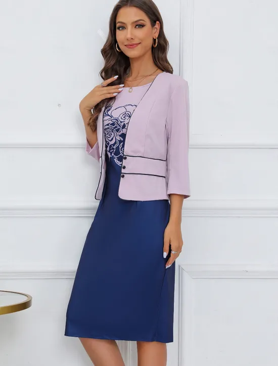 Women's Dress Set Two Piece Dress Floral Dress Midi Dress 3/4 Length Sleeve Print Print Winter Fall Autumn Crew Neck Fashion Party Daily Wedding Guest 2023 S M L XL XXL 3XL Women Work Dresses
