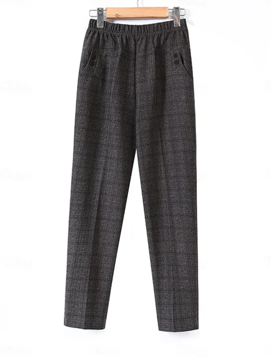Best Women's Dress Work Fleece Flannel Trousers Full Length Fashion Streetwear Office Career Pure black-autumn style 228# wide stripes XL 2XL Fall Winter Women Pants