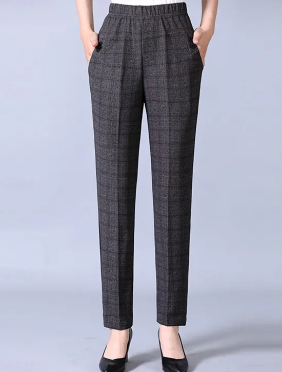 Best Women's Dress Work Fleece Flannel Trousers Full Length Fashion Streetwear Office Career Pure black-autumn style 228# wide stripes XL 2XL Fall Winter Women Pants