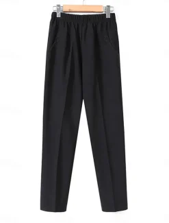 Best Women's Dress Work Fleece Flannel Trousers Full Length Fashion Streetwear Office Career Pure black-autumn style 228# wide stripes XL 2XL Fall Winter Women Pants