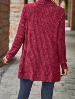 Outlet Women's Dressy Dusters Dressy Jackets Casual Jacket Outdoor Dailywear Fall Winter Regular Coat Regular Fit Windproof Warm Comfortable Breathable Fashion Jacket Long Sleeve Solid Color Pocket Knitting Women Cardigans & Outerwears