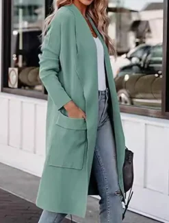 Best Women's Dressy Dusters Dressy Jackets Casual Jacket Outdoor Dailywear Fall Winter Regular Coat Regular Fit Windproof Warm Comfortable Breathable Fashion Jacket Long Sleeve Solid Color Pocket Blue Women Coats & Trench Coats