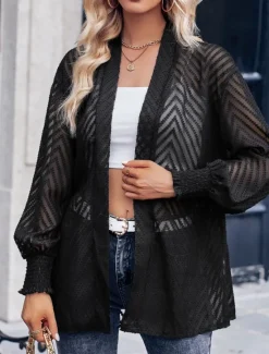 Best Women's Dressy Dusters Dressy Jackets Casual Jacket Vacation Street Daily Wear Summer Spring Regular Coat Regular Fit Comfortable Breathable Casual Jacket Long Sleeve non-printing Plain Oversized Women Cardigans & Outerwears|Jackets