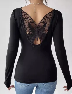 Discount Women's Dressy Tops Daily Long Sleeve Crew Neck Long Tops Summer Spring Women Shirts