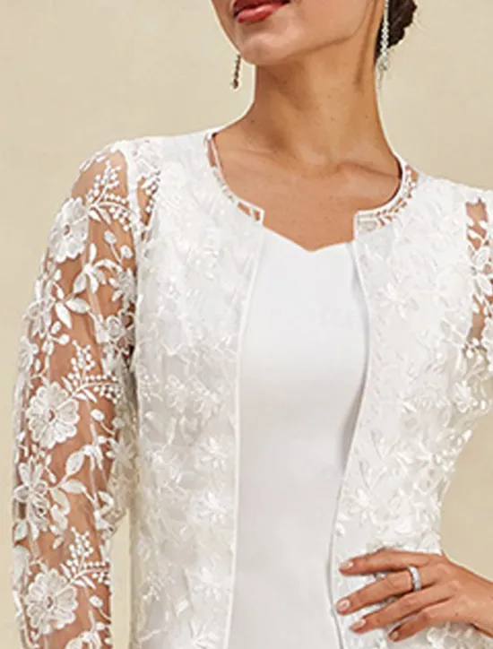 Outlet Women's Duster Lace Embroidered Elegant Basic Casual Floral Formal Short Crewneck Loose Fit long Sleeve Outerwear Navy Blue Summer Spring Women Coats & Trench Coats
