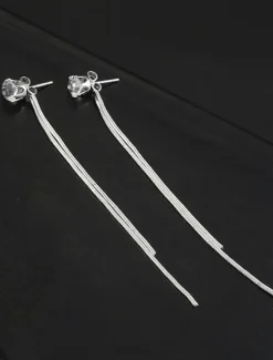 Best Women's Earrings Fashion Zirconia Long Tassel Polygonal Diamond Stud Earrings For Valentine's Day, Mother's Day Gift Women Trendy Jewelry