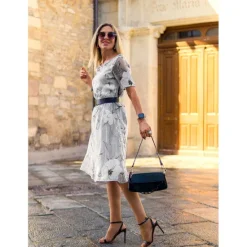 Discount Women's Elegant Chiffon Dress Floral Mesh Print Crew Neck Midi Dress Daily Vacation Short Sleeve Summer Spring Women Chiffon Dresses