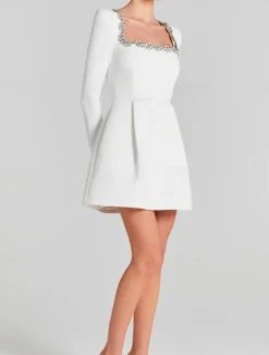 New Women's Elegant Dress Midi Dress Patchwork Elegant U Neck Black White Red Color Women Cocktail Dress