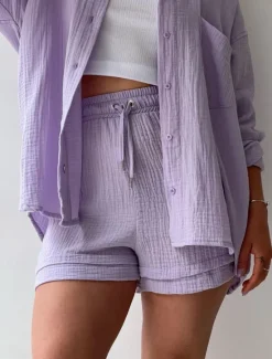 Outlet Women's Elegant Fashion Streetwear Cotton Linen Sets Long Sleeve Shirt Collar Solid Color Outdoor Work Casual Black Purple Orange Summer Loose Fit Women Two Piece Sets