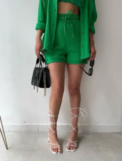 New Women's Elegant Fashion Streetwear Shirt Blouse Baggy Shorts Long Sleeve Shirt Collar Solid Color Ruched Outdoor Work Casual Orange Green Khaki Summer Loose Fit Women Two Piece Sets