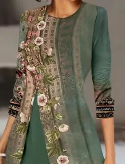 Discount Women's Embroidered Salwar Kameez Palazzo Set Cream Traditional Ethnic Wear Floral Embroidery Festive Wedding Party All Season Comfort Fit Women Spring Tops|Two Piece Sets