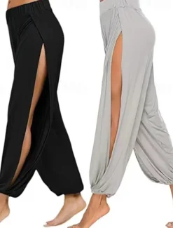 Sale Women's EU / US Size Active Baggy Pants Harem Pants Hippie Buddha Pants Full Length High Waist Solid Colored Hole Moisture Wicking Soft Comfortable Sport Casual Daily Summer All Seasons Women Pants
