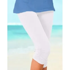 Best Women's Fashion Capri shorts Calf-Length Pants Casual Weekend Stretchy Plain Tummy Control Butt Lift Mid Waist Skinny Green White Black Blue Gray S M L XL XXL Women Leggings