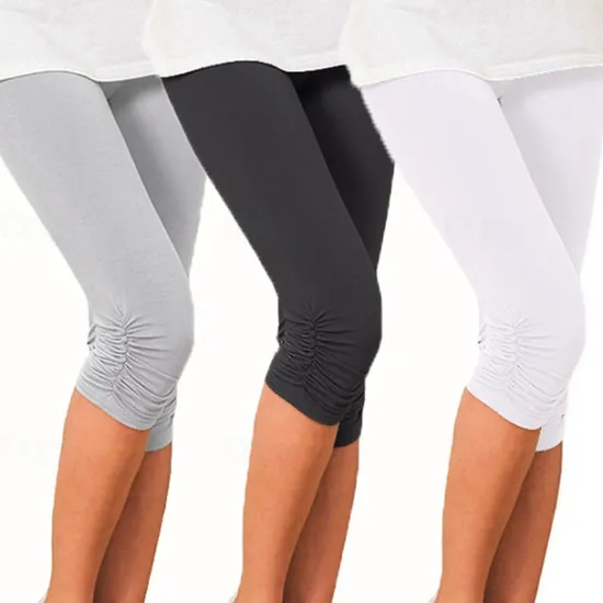 Best Women's Fashion Capri shorts Calf-Length Pants Casual Weekend Stretchy Plain Tummy Control Butt Lift Mid Waist Skinny Green White Black Blue Gray S M L XL XXL Women Leggings