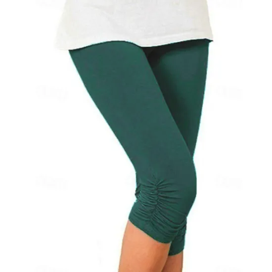 Best Women's Fashion Capri shorts Calf-Length Pants Casual Weekend Stretchy Plain Tummy Control Butt Lift Mid Waist Skinny Green White Black Blue Gray S M L XL XXL Women Leggings