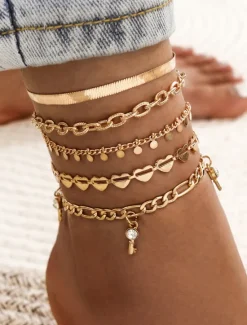 Women's Fashion Outdoor Heart Anklet Women Trendy Jewelry