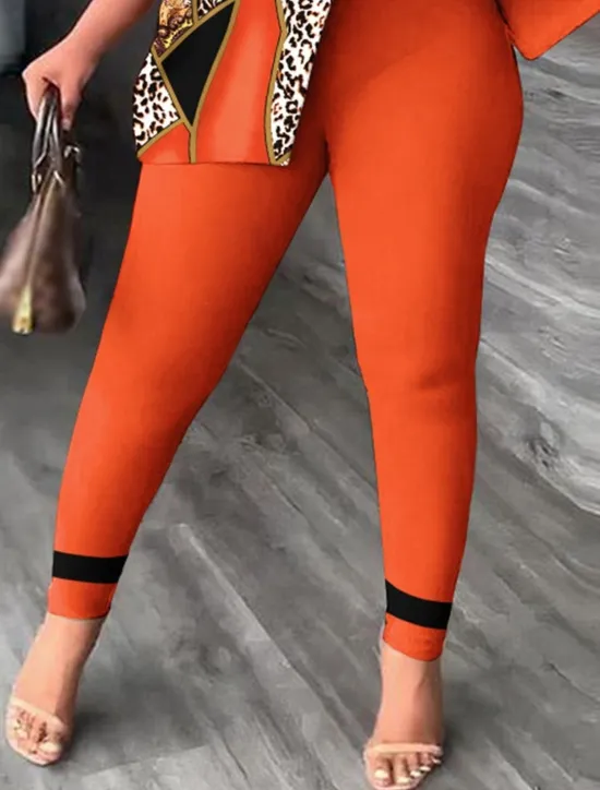 Women's Fashion Shirt Pants Sets Pants Trousers Short Sleeve One Shoulder Leopard Print Casual Daily Yellow Red Blue Spring & Summer Regular Fit Women Two Piece Sets