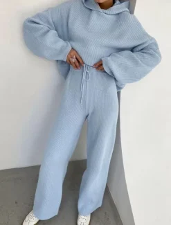 Best Women's Fashion Streetwear Daily Hoodie Sweatpants Long Sleeve Crew Neck Plain Drawstring Casual Daily Black White Blue Fall Regular Fit Women Two Piece Sets