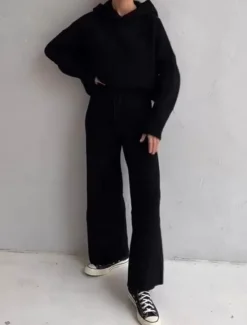 Best Women's Fashion Streetwear Daily Hoodie Sweatpants Long Sleeve Crew Neck Plain Drawstring Casual Daily Black White Blue Fall Regular Fit Women Two Piece Sets