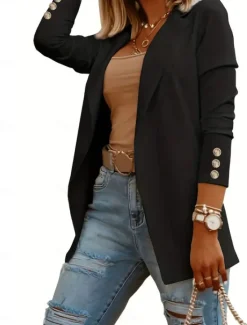 Best Women's Fashion Streetwear Daily Blazer Dress Pants Long Sleeve Shirt Collar Plain Wedding Guest Work Black White Red Fall Regular Fit Women Two Piece Sets|Blazers & Suits