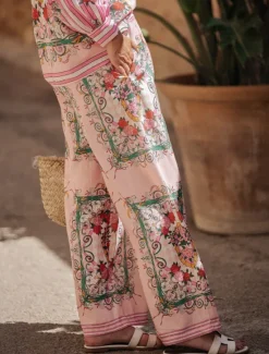 New Women's Fashion Streetwear Daily Shirt Blouse Wide Leg Pants Long Sleeve Shirt Collar Floral Color Block Print Casual Daily Spring & Fall Regular Fit Women Two Piece Sets