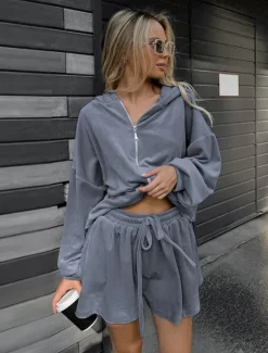 Women's Fashion Streetwear Daily Tracksuit Long Sleeve Hooded Solid Color Outdoor Vacation Yoga Spring Regular Fit Women Two Piece Sets
