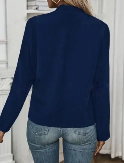Sale Women's Fashion Streetwear Blazer Sweatpants Long Sleeve Shirt Collar Plain Work WorkWear Black White Navy Blue Fall Regular Fit Women Two Piece Sets|Blazers & Suits