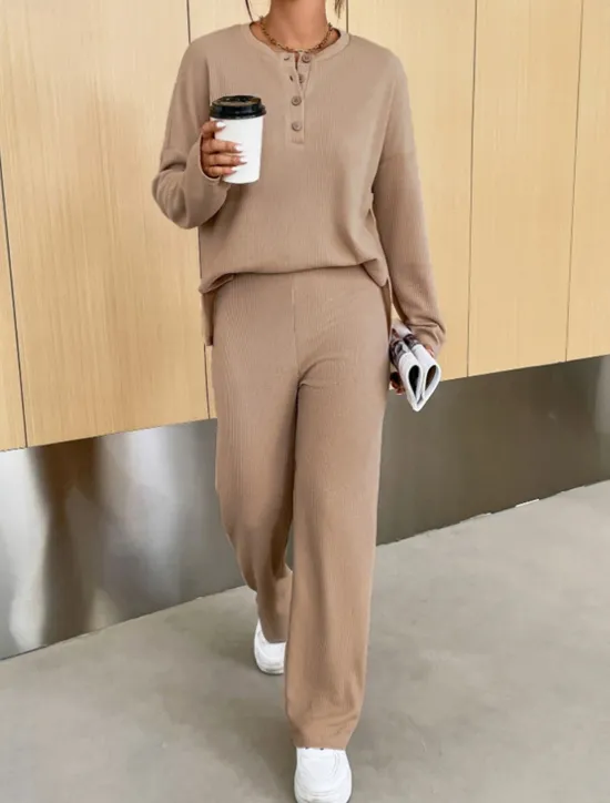 Discount Women's Fashion Streetwear Daily Sweatshirt Sweatpants Long Sleeve Crew Neck Plain Casual Daily Navy Blue Blue Khaki Fall Regular Fit Women Two Piece Sets
