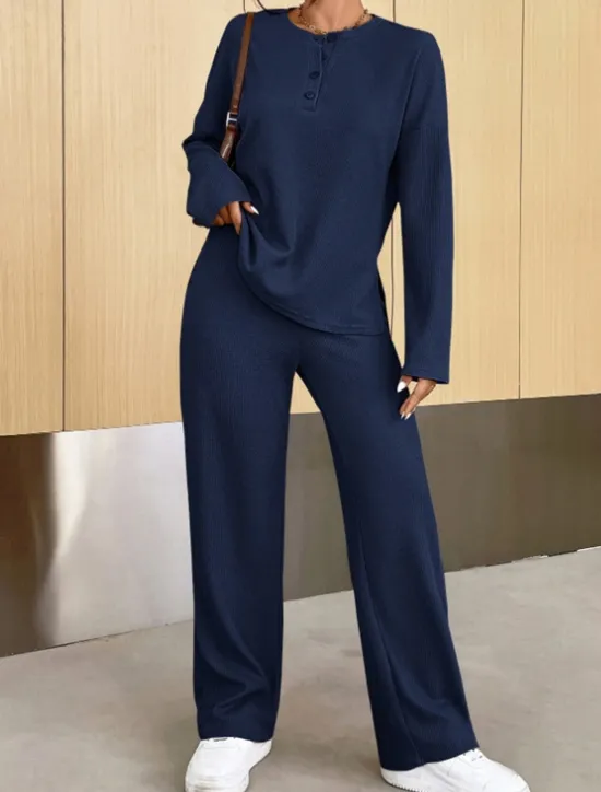 Discount Women's Fashion Streetwear Daily Sweatshirt Sweatpants Long Sleeve Crew Neck Plain Casual Daily Navy Blue Blue Khaki Fall Regular Fit Women Two Piece Sets