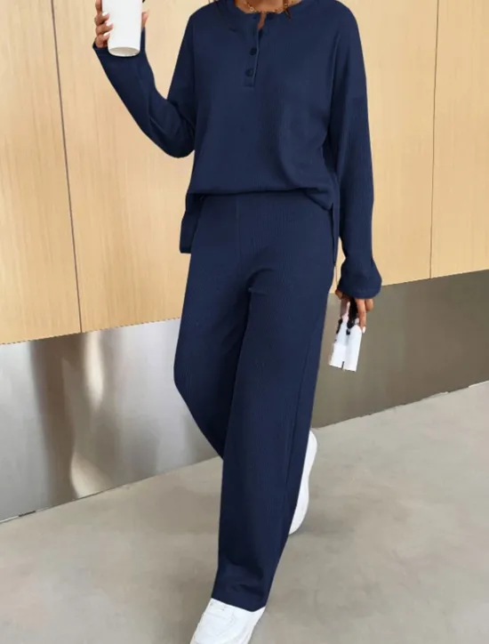 Discount Women's Fashion Streetwear Daily Sweatshirt Sweatpants Long Sleeve Crew Neck Plain Casual Daily Navy Blue Blue Khaki Fall Regular Fit Women Two Piece Sets