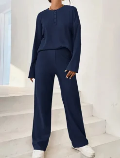 Discount Women's Fashion Streetwear Daily Sweatshirt Sweatpants Long Sleeve Crew Neck Plain Casual Daily Navy Blue Blue Khaki Fall Regular Fit Women Two Piece Sets