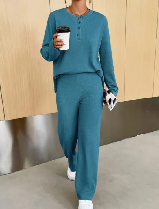 Discount Women's Fashion Streetwear Daily Sweatshirt Sweatpants Long Sleeve Crew Neck Plain Casual Daily Navy Blue Blue Khaki Fall Regular Fit Women Two Piece Sets