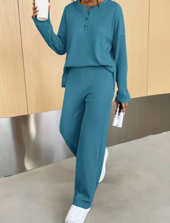 Discount Women's Fashion Streetwear Daily Sweatshirt Sweatpants Long Sleeve Crew Neck Plain Casual Daily Navy Blue Blue Khaki Fall Regular Fit Women Two Piece Sets